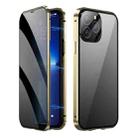 For iPhone 14 Pro Dual-Lock Anti-peeping Glass 360 Full Body Frosted Magnetic Phone Case(Gold) - 1