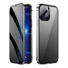 For iPhone 13 Dual-Lock Anti-peeping Glass 360 Full Body Frosted Magnetic Phone Case(Silver) - 1