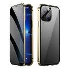 For iPhone 13 Dual-Lock Anti-peeping Glass 360 Full Body Frosted Magnetic Phone Case(Gold) - 1