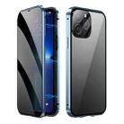 For iPhone 13 Pro Max Dual-Lock Anti-peeping Glass 360 Full Body Frosted Magnetic Phone Case(Sierra Blue) - 1