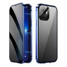 For iPhone 12 Dual-Lock Anti-peeping Glass 360 Full Body Frosted Magnetic Phone Case(Navy Blue) - 1