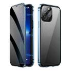 For iPhone 12 Pro Max Dual-Lock Anti-peeping Glass 360 Full Body Frosted Magnetic Phone Case(Navy Blue) - 1