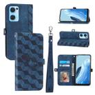 For OPPO Reno7 Spider Printed Leather Phone Case(Blue) - 1