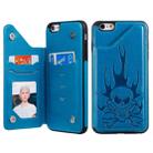 For iPhone 6s / 6 Skull Head Embossing Pattern Shockproof Protective Case with Holder & Card Slots & Wallet(Blue) - 1