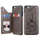 For iPhone 6s / 6 Skull Head Embossing Pattern Shockproof Protective Case with Holder & Card Slots & Wallet(Grey) - 1