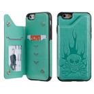 For iPhone 6s / 6 Skull Head Embossing Pattern Shockproof Protective Case with Holder & Card Slots & Wallet(Green) - 1