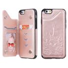 For iPhone 6s / 6 Skull Head Embossing Pattern Shockproof Protective Case with Holder & Card Slots & Wallet(Rose Gold) - 1