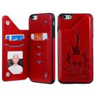 For iPhone 6s Plus / 6 Plus Skull Head Embossing Pattern Shockproof Protective Case with Holder & Card Slots & Wallet(Red) - 1