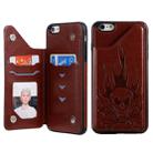 For iPhone 6s Plus / 6 Plus Skull Head Embossing Pattern Shockproof Protective Case with Holder & Card Slots & Wallet(Brown) - 1