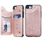 For iPhone SE 2022 / SE 2020 / 8 / 7 Skull Head Embossing Pattern Shockproof Protective Case with Holder & Card Slots & Wallet(Rose Gold) - 1