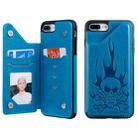 For iPhone 8 Plus / 7 Plus Skull Head Embossing Pattern Shockproof Protective Case with Holder & Card Slots & Wallet(Blue) - 1