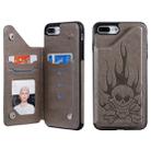 For iPhone 8 Plus / 7 Plus Skull Head Embossing Pattern Shockproof Protective Case with Holder & Card Slots & Wallet(Grey) - 1