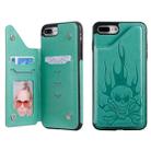 For iPhone 8 Plus / 7 Plus Skull Head Embossing Pattern Shockproof Protective Case with Holder & Card Slots & Wallet(Green) - 1