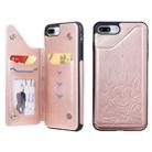 For iPhone 8 Plus / 7 Plus Skull Head Embossing Pattern Shockproof Protective Case with Holder & Card Slots & Wallet(Rose Gold) - 1