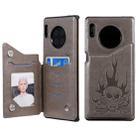 For Huawei Mate 30 Pro Skull Head Embossing Pattern Shockproof Protective Case with Holder & Card Slots & Wallet(Grey) - 1