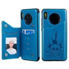 For Huawei Mate 30 Skull Head Embossing Pattern Shockproof Protective Case with Holder & Card Slots & Wallet(Blue) - 1