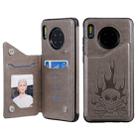 For Huawei Mate 30 Skull Head Embossing Pattern Shockproof Protective Case with Holder & Card Slots & Wallet(Grey) - 1