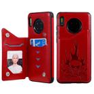 For Huawei Mate 30 Skull Head Embossing Pattern Shockproof Protective Case with Holder & Card Slots & Wallet(Red) - 1