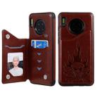 For Huawei Mate 30 Skull Head Embossing Pattern Shockproof Protective Case with Holder & Card Slots & Wallet(Brown) - 1