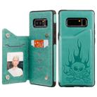 For Galaxy Note8 Skull Head Embossing Pattern Shockproof Protective Case with Holder & Card Slots & Wallet(Green) - 1