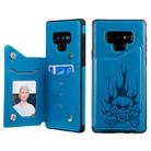 For Galaxy Note9 Skull Head Embossing Pattern Shockproof Protective Case with Holder & Card Slots & Wallet(Blue) - 1