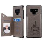 For Galaxy Note9 Skull Head Embossing Pattern Shockproof Protective Case with Holder & Card Slots & Wallet(Grey) - 1