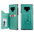 For Galaxy Note9 Skull Head Embossing Pattern Shockproof Protective Case with Holder & Card Slots & Wallet(Green) - 1