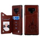 For Galaxy Note9 Skull Head Embossing Pattern Shockproof Protective Case with Holder & Card Slots & Wallet(Brown) - 1