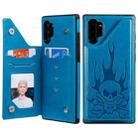 For Galaxy Note10+ Skull Head Embossing Pattern Shockproof Protective Case with Holder & Card Slots & Wallet(Blue) - 1