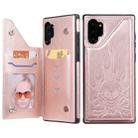 For Galaxy Note10+ Skull Head Embossing Pattern Shockproof Protective Case with Holder & Card Slots & Wallet(Rose Gold) - 1