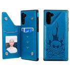 For Galaxy Note10 Skull Head Embossing Pattern Shockproof Protective Case with Holder & Card Slots & Wallet(Blue) - 1