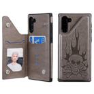 For Galaxy Note10 Skull Head Embossing Pattern Shockproof Protective Case with Holder & Card Slots & Wallet(Grey) - 1
