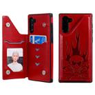 For Galaxy Note10 Skull Head Embossing Pattern Shockproof Protective Case with Holder & Card Slots & Wallet(Red) - 1