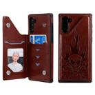 For Galaxy Note10 Skull Head Embossing Pattern Shockproof Protective Case with Holder & Card Slots & Wallet(Brown) - 1