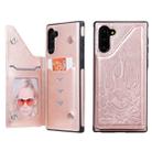 For Galaxy Note10 Skull Head Embossing Pattern Shockproof Protective Case with Holder & Card Slots & Wallet(Rose Gold) - 1
