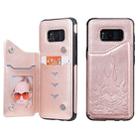For Galaxy S8 Skull Head Embossing Pattern Shockproof Protective Case with Holder & Card Slots & Wallet(Rose Gold) - 1