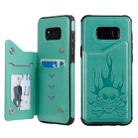 For Galaxy S8+ Skull Head Embossing Pattern Shockproof Protective Case with Holder & Card Slots & Wallet(Green) - 1