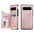 For Galaxy S10 5G Skull Head Embossing Pattern Shockproof Protective Case with Holder & Card Slots & Wallet(Rose Gold) - 1