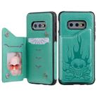 For Galaxy S10e Skull Head Embossing Pattern Shockproof Protective Case with Holder & Card Slots & Wallet(Green) - 1