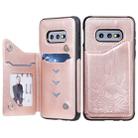 For Galaxy S10e Skull Head Embossing Pattern Shockproof Protective Case with Holder & Card Slots & Wallet(Rose Gold) - 1