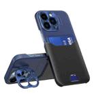 For iPhone 14 Pro Max Contrasting Colors Invisible Holder Phone Case(Dark Black Blue) - 1