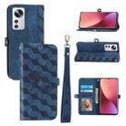 For Xiaomi 12 Spider Printed Leather Phone Case(Blue) - 1