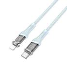 hoco U111 Transparent Discovery Edition USB-C / Type-C to 8 Pin PD Fast Charging Data Cable Length: 1.2m(Blue) - 1