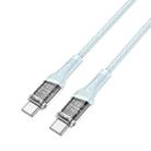 hoco U111 Transparent Discovery Edition Type-C to Type-C 60W Fast Charging Data Cable Length: 1.2m(Blue) - 1