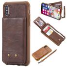 For iPhone X / XS Vertical Flip Shockproof Leather Protective Case with Short Rope, Support Card Slots & Bracket & Photo Holder & Wallet Function(Coffee) - 1