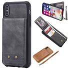 For iPhone X / XS Vertical Flip Shockproof Leather Protective Case with Short Rope, Support Card Slots & Bracket & Photo Holder & Wallet Function(Gray) - 1