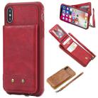 For iPhone X / XS Vertical Flip Shockproof Leather Protective Case with Short Rope, Support Card Slots & Bracket & Photo Holder & Wallet Function(Red) - 1