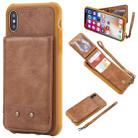 For iPhone X / XS Vertical Flip Shockproof Leather Protective Case with Short Rope, Support Card Slots & Bracket & Photo Holder & Wallet Function(Brown) - 1