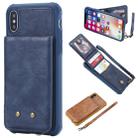 For iPhone X / XS Vertical Flip Shockproof Leather Protective Case with Short Rope, Support Card Slots & Bracket & Photo Holder & Wallet Function(Blue) - 1