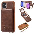 For iPhone 11 Vertical Flip Shockproof Leather Protective Case with Short Rope, Support Card Slots & Bracket & Photo Holder & Wallet Function(Coffee) - 1
